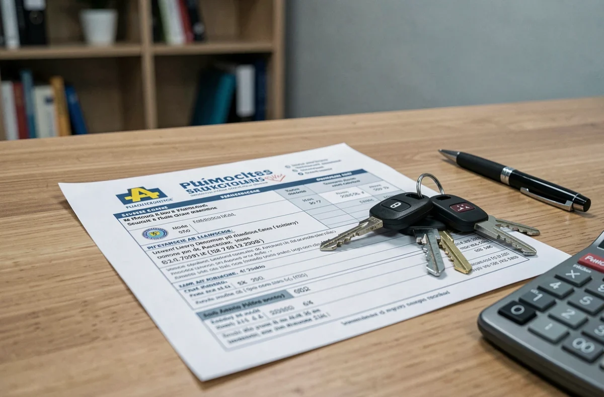 Licence de taxi officielle française posée sur un bureau avec des clés de voiture et une calculatrice évoquant le coût d'achat